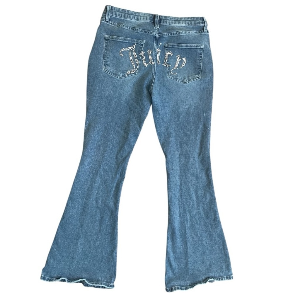 Juicy Couture LUNITA FLARE Rhinestone Jeans womens size 13/31 blue denim casual
